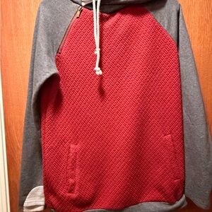 Red and Gray Quilted Hoodie (2 hoods)
